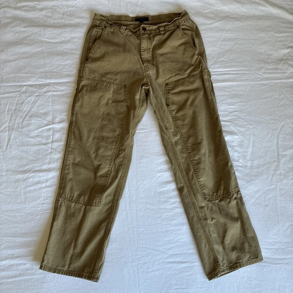 Banana Republic Carpenter Pants Mens 32x32* Double Knee Canvas Workwear Beige